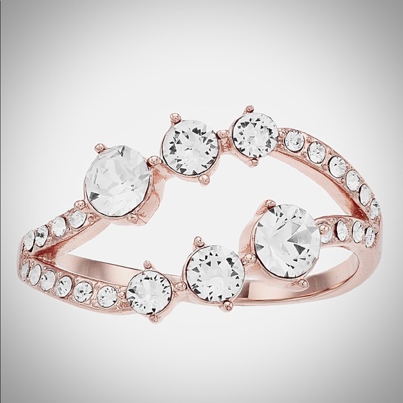 NWT Brilliance Open Double Band Ring with Swarovski Crystals Size 7 **NIB** - Picture 2 of 4